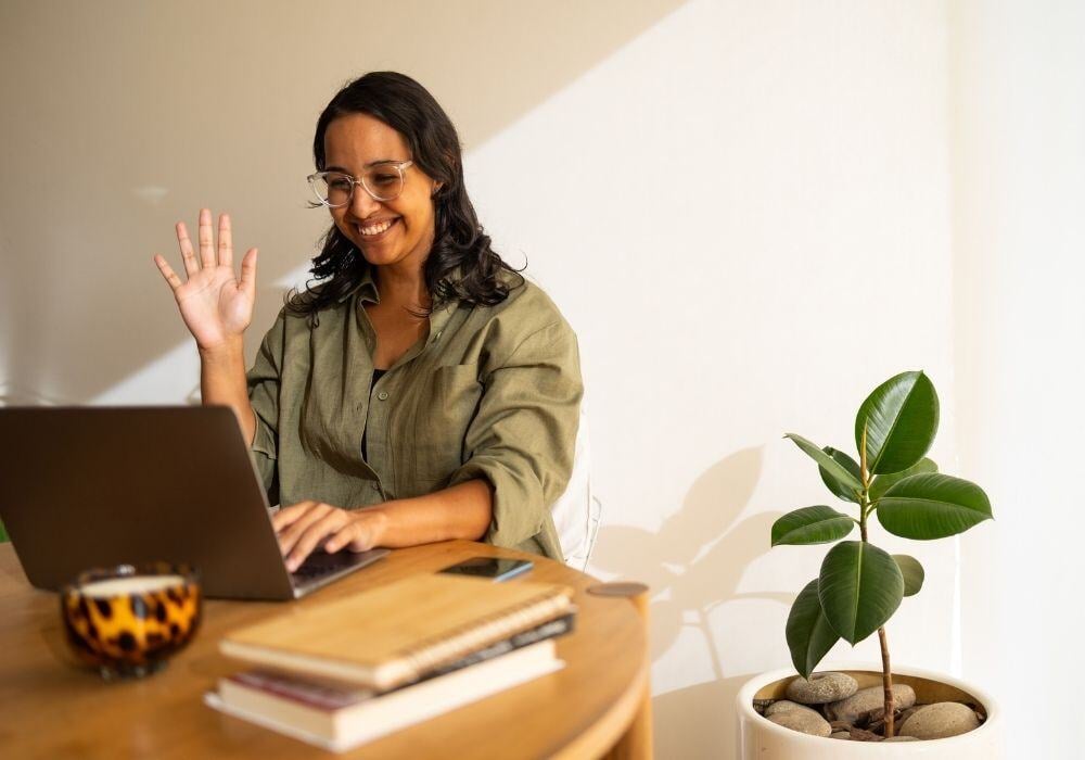 Woman in a virtual meeting