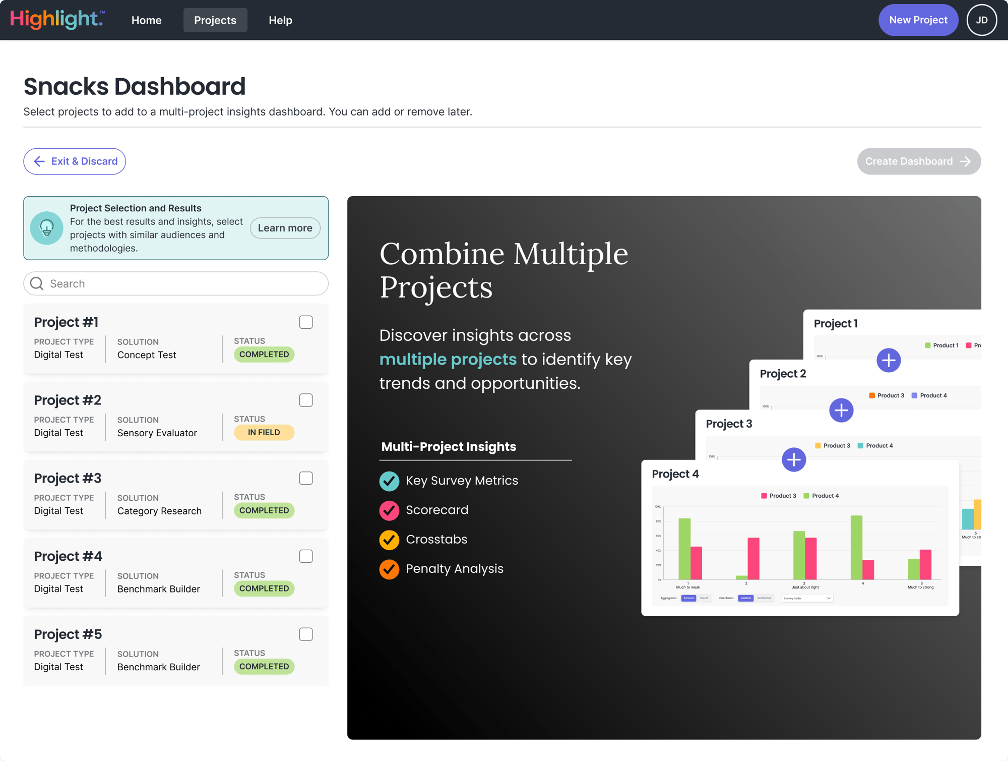 multi project dashboards